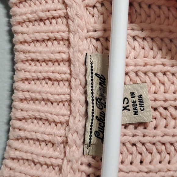 lucky brand sweater women's size xs x-small pink peekaboo knit barbiecore boho - Picture 3 of 5